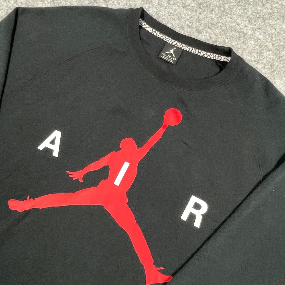 Jordan Mens Sweatshirt XL Black Jumpman Air Graphic Raglan Pullover